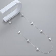 Load image into Gallery viewer, Long silver hearts necklace