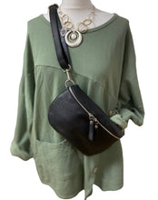 Load image into Gallery viewer, JADE Italian leather sling/waist bag with detachable strap