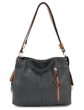 Load image into Gallery viewer, Two-tone slouch bag with adjustable shoulder strap