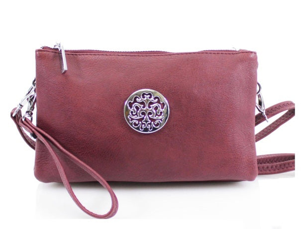 Medium Crossbody Bag With Wristlet Strap And Silver Tree Of Life