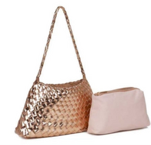 Load image into Gallery viewer, Woven metallic shoulder bag

