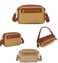 Load image into Gallery viewer, Large straw camera bag/cross body bag

