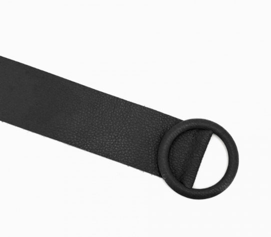 Round buckle Italian leather belt