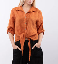 Load image into Gallery viewer, Linen tie front shirt/jacket
