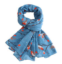 Load image into Gallery viewer, Robins on branches scarf
