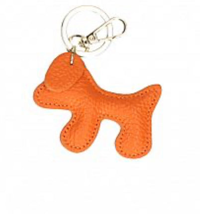Dog pendant leather key ring