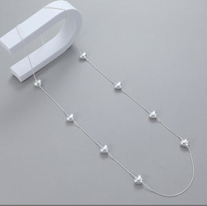Long silver hearts necklace