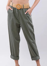 Load image into Gallery viewer, Cotton belted trousers
