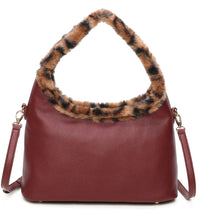 Load image into Gallery viewer, Faux fur trimmed hobo bag
