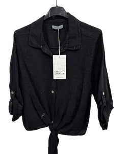 Linen tie front shirt/jacket