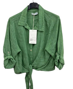 Linen tie front shirt/jacket