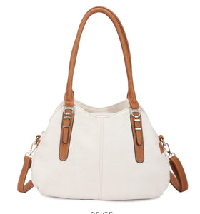 Triple compartment shoulder bag