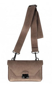 PHOEBE Leather/suede wide strap shoulder bag