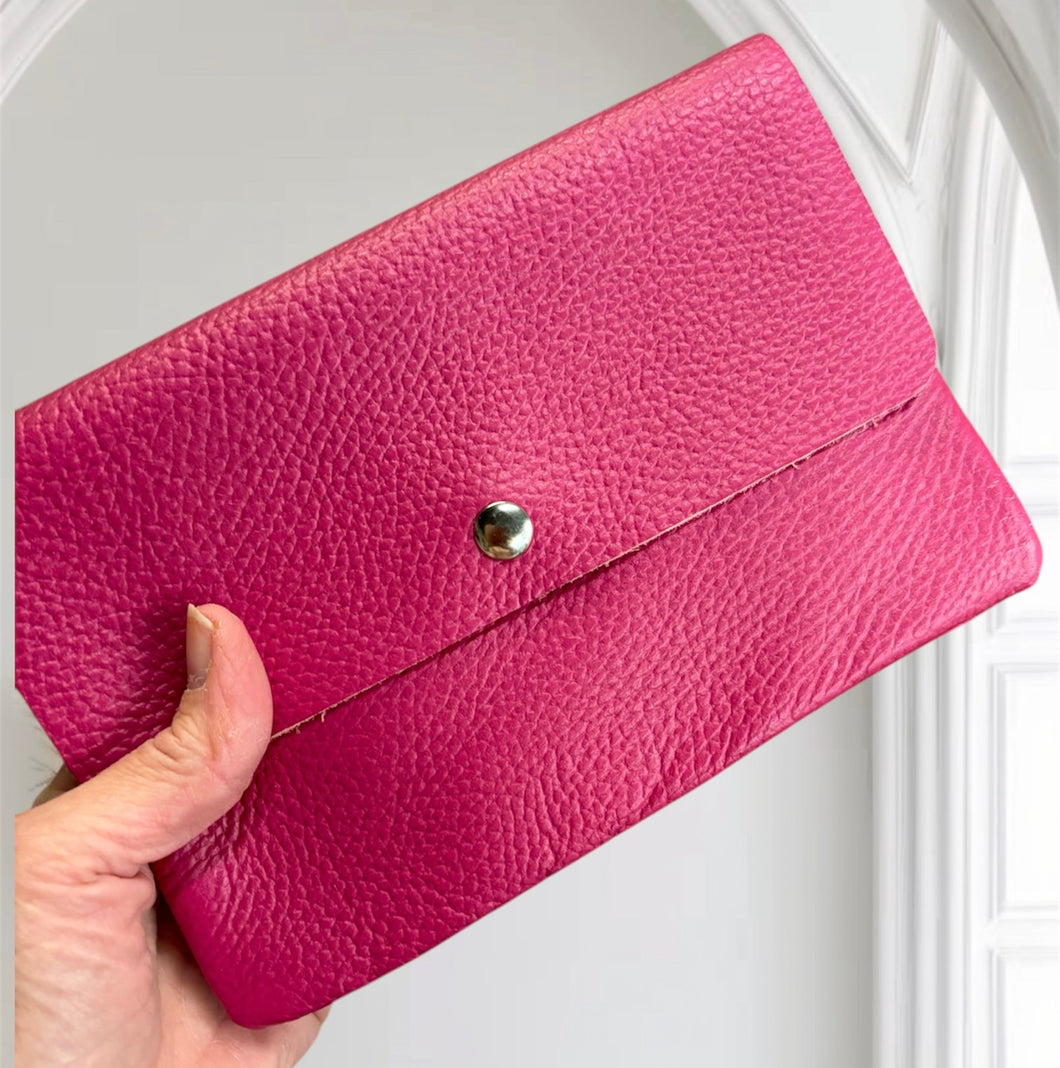 TESSA  Italian leather clutch bag with shoulder strap