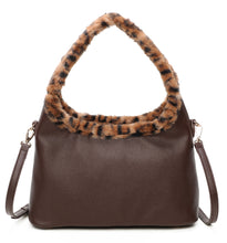Load image into Gallery viewer, Faux fur trimmed hobo bag
