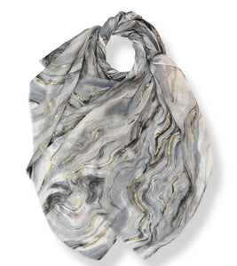 Marble effect printed scarf