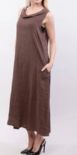 Load image into Gallery viewer, Cowl neck long length linen dress with pockets
