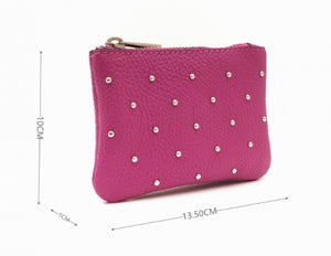 Leather studded coin purse