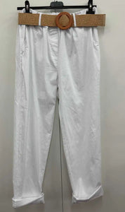 Cotton belted trousers