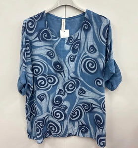 Swirl print cotton top