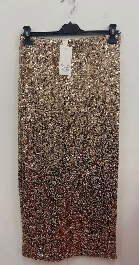 Sequin split hem elasticated skirt