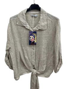 Linen tie front shirt/jacket