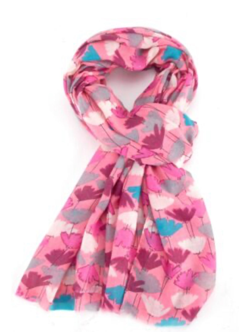 Tulips scarf hot pink