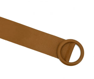 Round buckle Italian leather belt