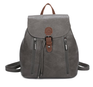 Two tone backpack with leather trim