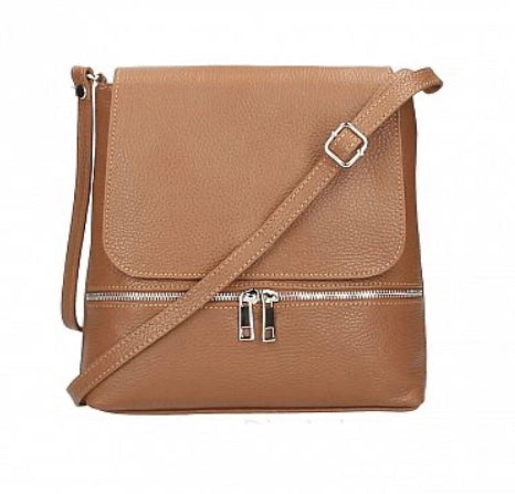 CLAUDIA   Italian leather shoulder bag with zip detail