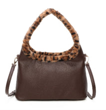 Load image into Gallery viewer, Faux fur trimmed hobo bag
