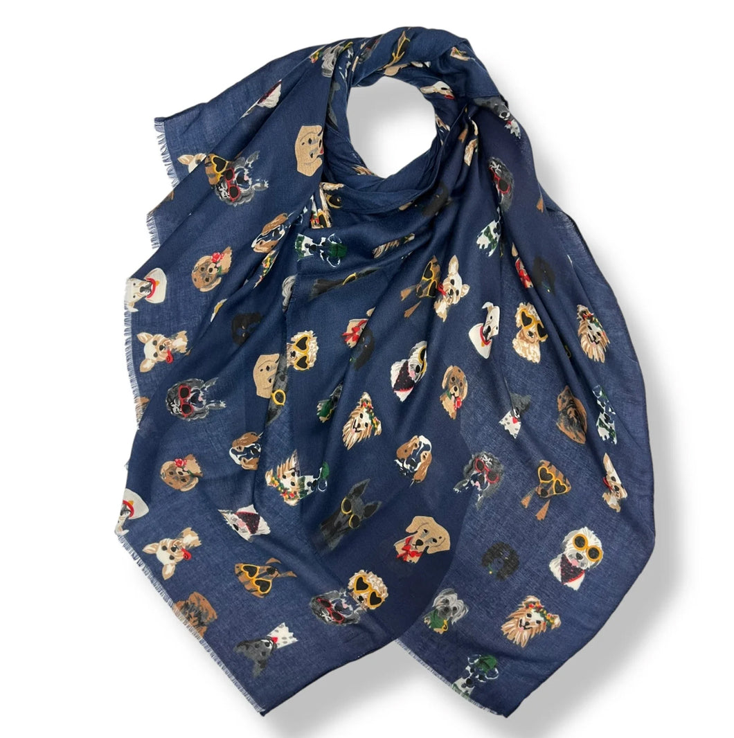 Playful Dogs printed scarf