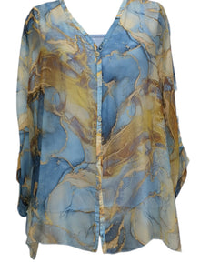 Marble print silk top with inner camisole