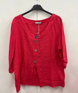 Linen button front top