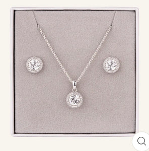 Cubic zirconia boxed set - necklace & earrings