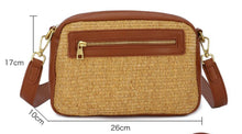 Load image into Gallery viewer, Large straw camera bag/cross body bag
