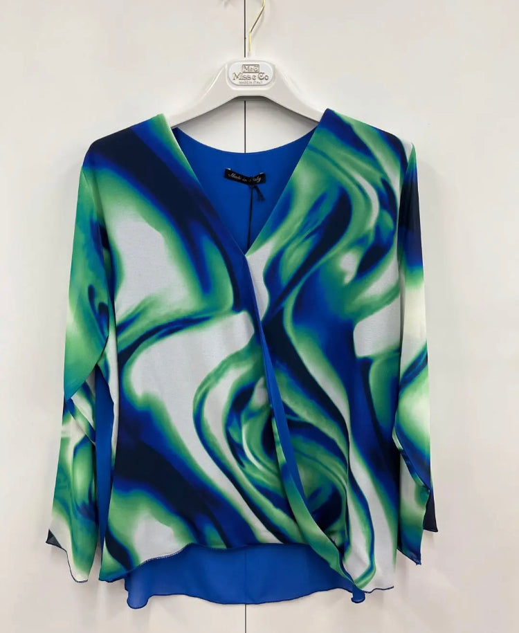 Bright swirls crossover one size top