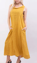 Load image into Gallery viewer, Cowl neck long length linen dress with pockets
