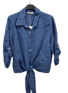 Linen tie front shirt/jacket