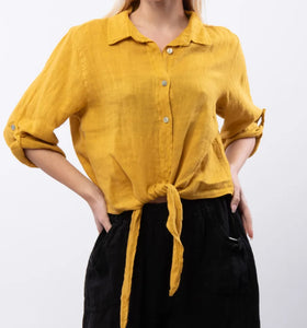 Linen tie front shirt/jacket