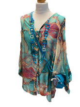 Load image into Gallery viewer, Marble print silk top with inner camisole
