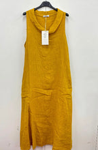 Load image into Gallery viewer, Cowl neck long length linen dress with pockets
