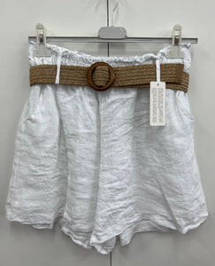 Linen belted shorts