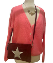 Load image into Gallery viewer, BELLA Suede leather silver star clutch bag
