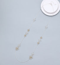 Load image into Gallery viewer, Long silver and gold ‘flower’ necklace
