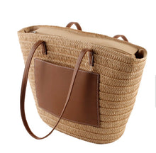 Load image into Gallery viewer, Large front pocket straw bag
