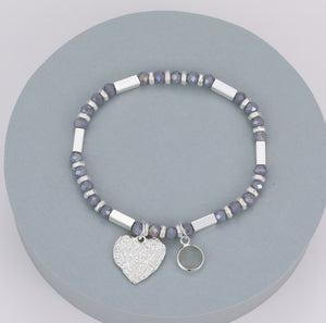 Grey/silver heart bracelet