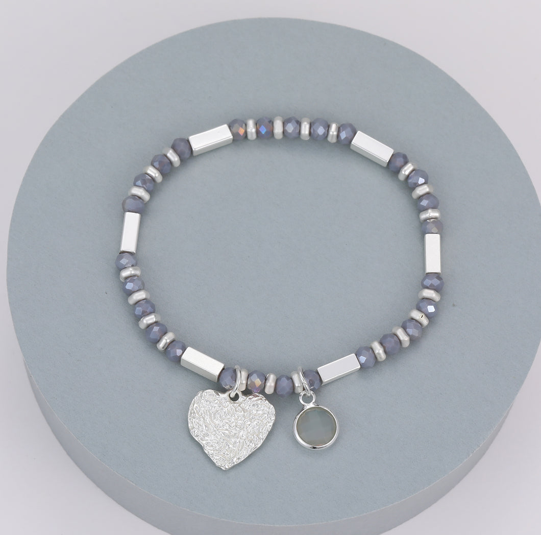 Grey/silver heart bracelet