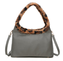 Load image into Gallery viewer, Faux fur trimmed hobo bag
