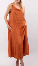 Load image into Gallery viewer, Cowl neck long length linen dress with pockets
